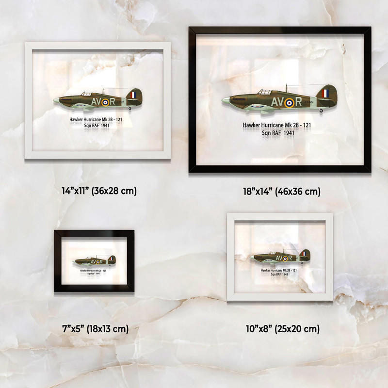 Принт на склі «Винищувач Hawker Hurricane Mk 2B 121 Ескадрилья 1941 рік»