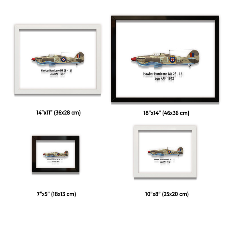 Принт на склі «Винищувач Hawker Hurricane Mk 2B 121 Ескадрилья 1942 рік»