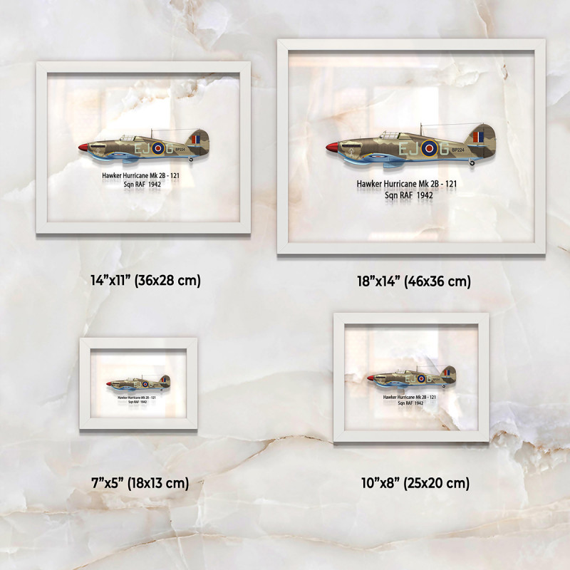Принт на склі «Винищувач Hawker Hurricane Mk 2B 121 Ескадрилья 1942 рік»