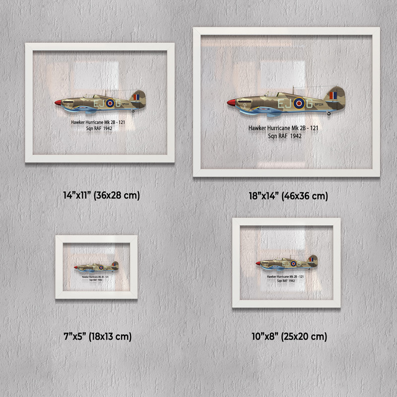 Принт на склі «Винищувач Hawker Hurricane Mk 2B 121 Ескадрилья 1942 рік»