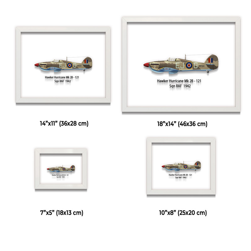 Принт на склі «Винищувач Hawker Hurricane Mk 2B 121 Ескадрилья 1942 рік»
