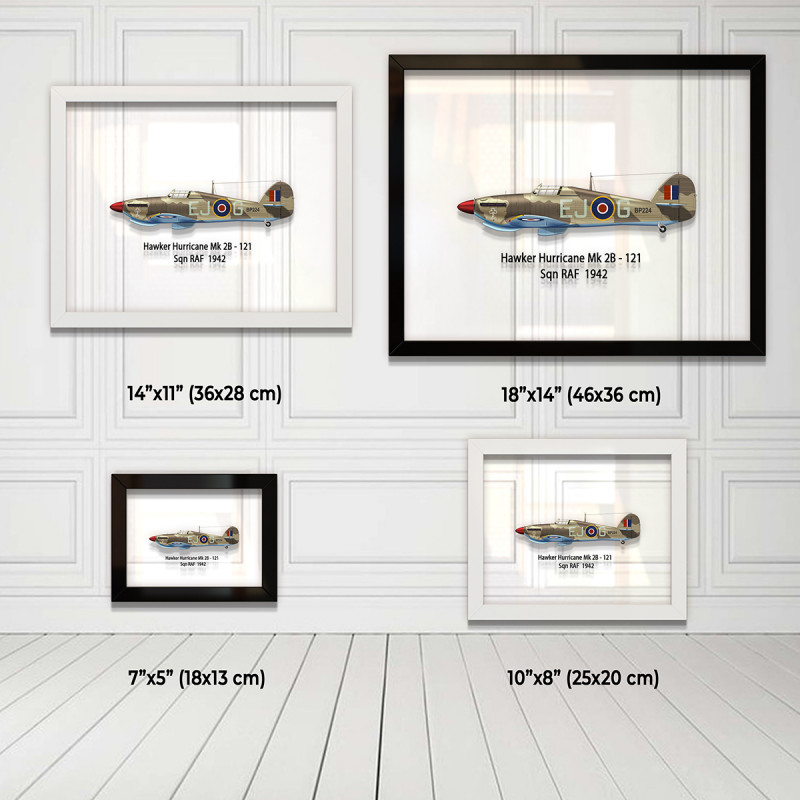 Принт на склі «Винищувач Hawker Hurricane Mk 2B 121 Ескадрилья 1942 рік»