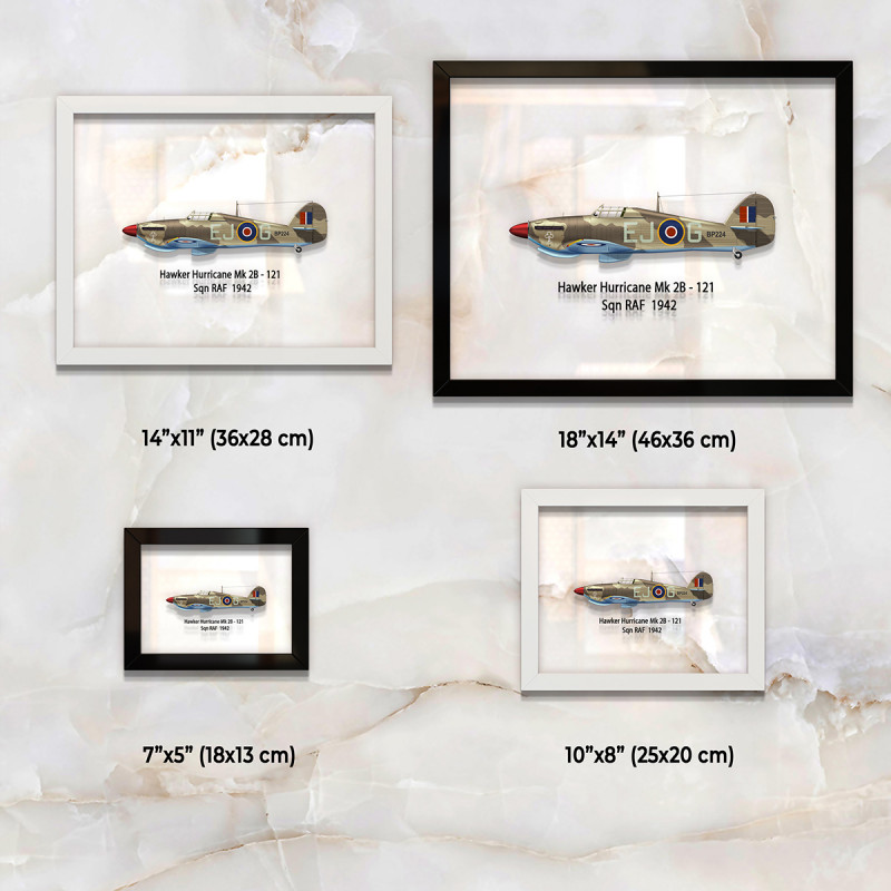 Принт на склі «Винищувач Hawker Hurricane Mk 2B 121 Ескадрилья 1942 рік»