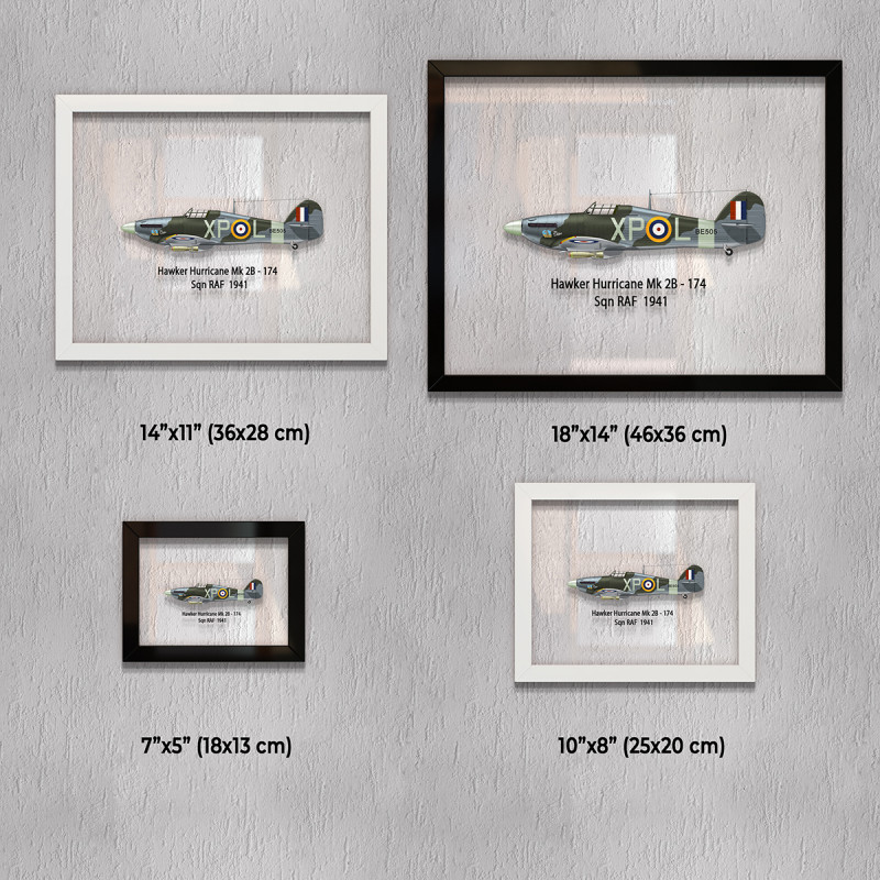 Принт на склі «Винищувач Hawker Hurricane Mk 2B 174 Ескадрилья 1941 рік»