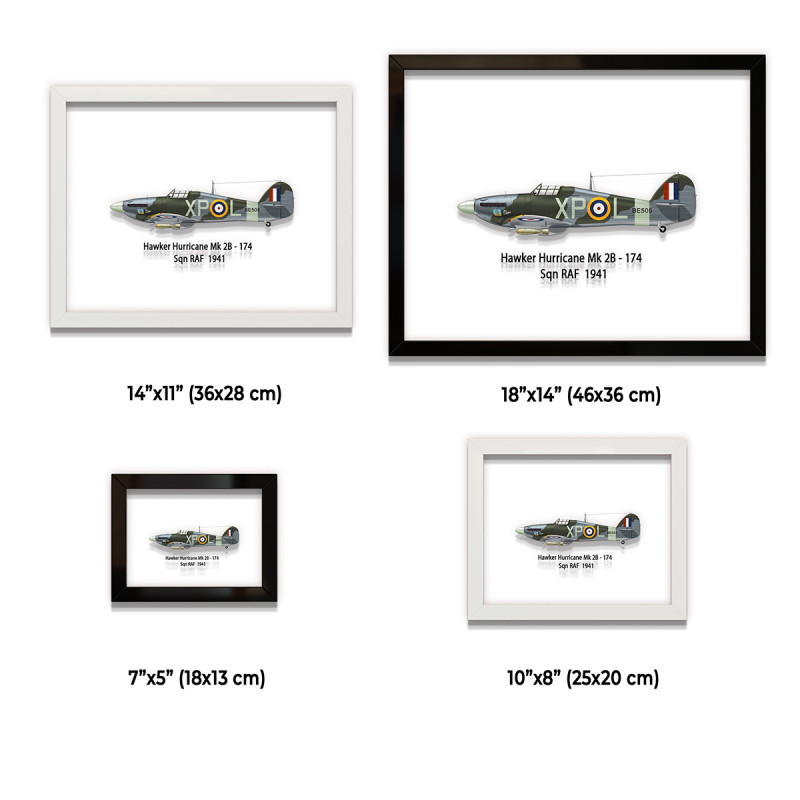 Принт на склі «Винищувач Hawker Hurricane Mk 2B 174 Ескадрилья 1941 рік»