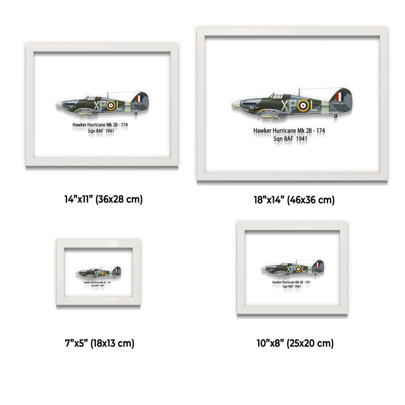 Принт на склі «Винищувач Hawker Hurricane Mk 2B 174 Ескадрилья 1941 рік»