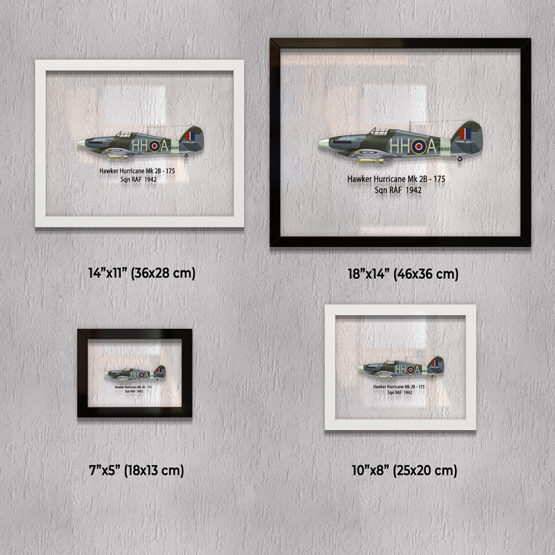 Принт на склі «Винищувач Hawker Hurricane Mk 2B 175 Ескадрилья 1942 рік»
