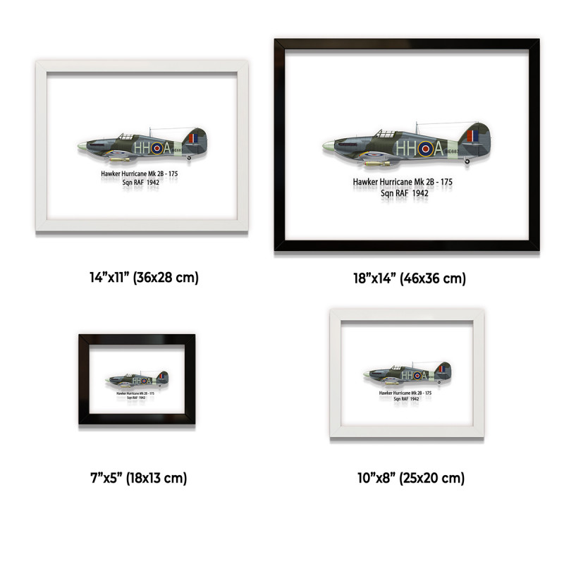 Принт на склі «Винищувач Hawker Hurricane Mk 2B 175 Ескадрилья 1942 рік»