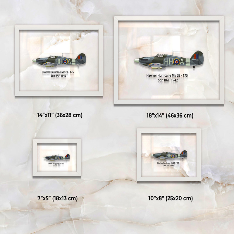 Принт на склі «Винищувач Hawker Hurricane Mk 2B 175 Ескадрилья 1942 рік»