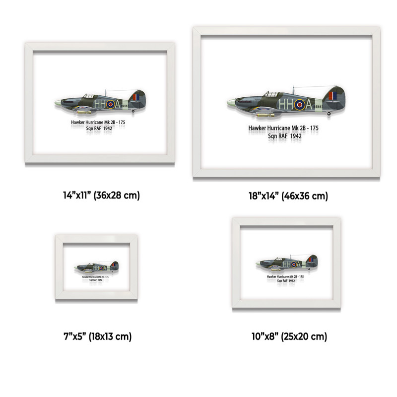 Принт на склі «Винищувач Hawker Hurricane Mk 2B 175 Ескадрилья 1942 рік»