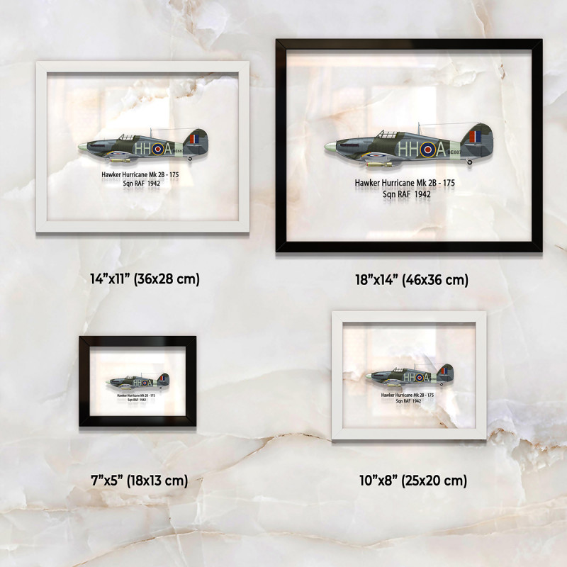 Принт на склі «Винищувач Hawker Hurricane Mk 2B 175 Ескадрилья 1942 рік»