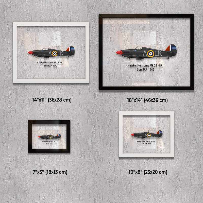 Принт на склі «Винищувач Hawker Hurricane Mk 2B 87 Ескадрилья 1942 рік»