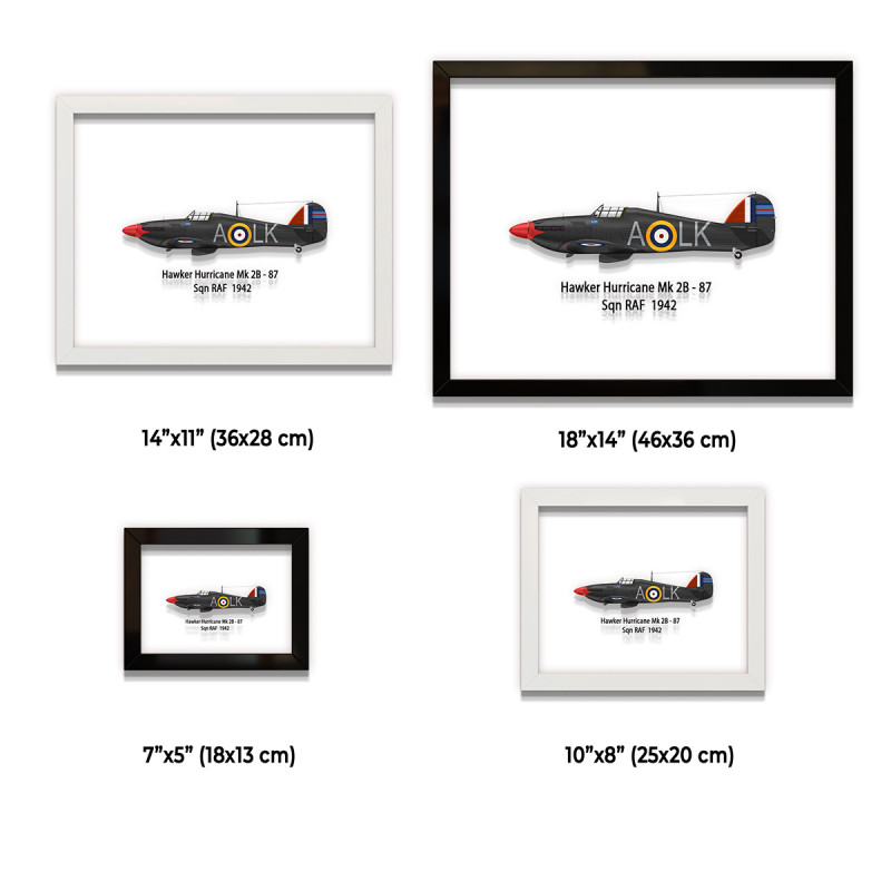 Принт на склі «Винищувач Hawker Hurricane Mk 2B 87 Ескадрилья 1942 рік»