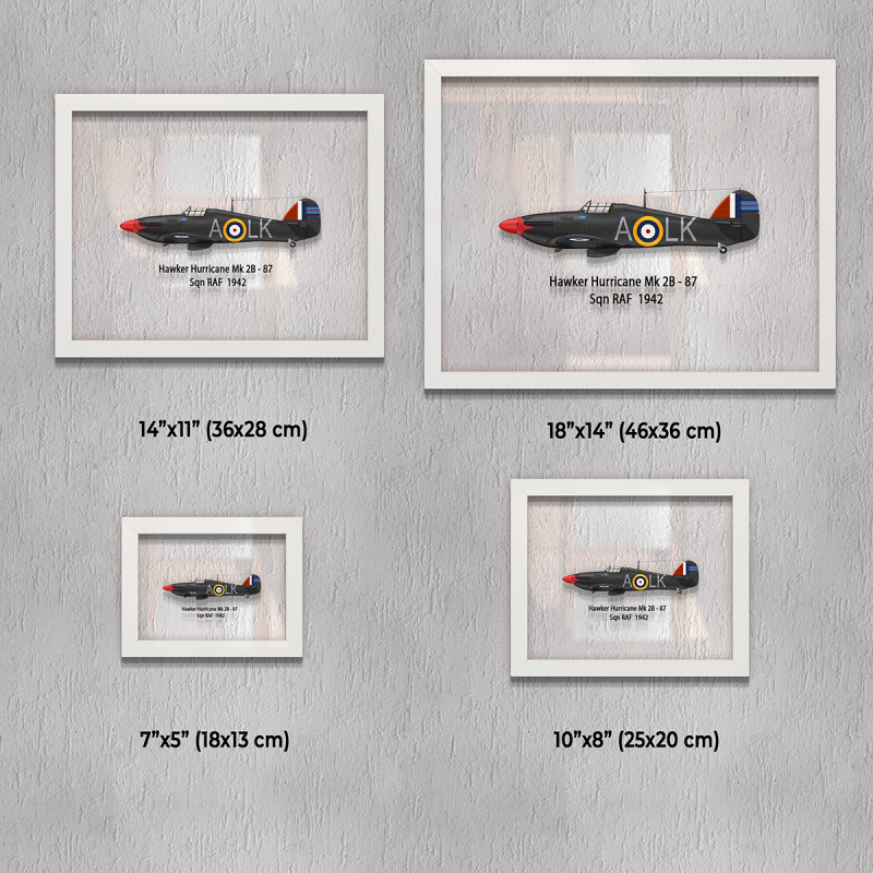 Принт на склі «Винищувач Hawker Hurricane Mk 2B 87 Ескадрилья 1942 рік»