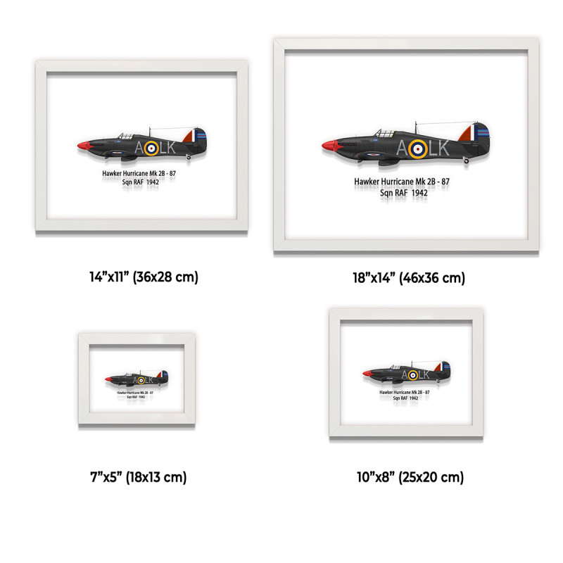Принт на склі «Винищувач Hawker Hurricane Mk 2B 87 Ескадрилья 1942 рік»