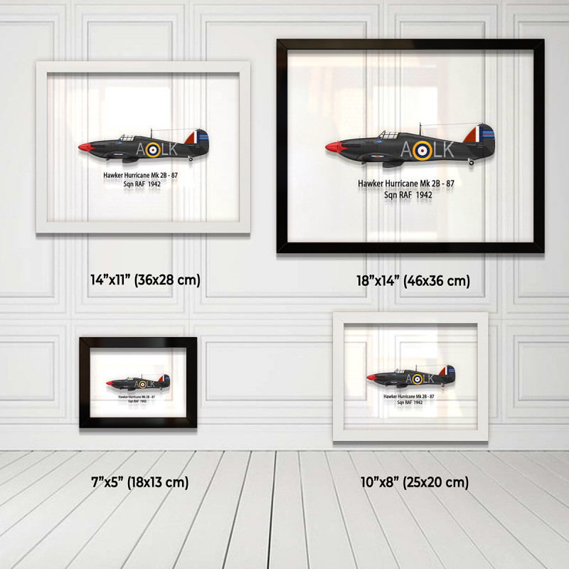 Принт на склі «Винищувач Hawker Hurricane Mk 2B 87 Ескадрилья 1942 рік»