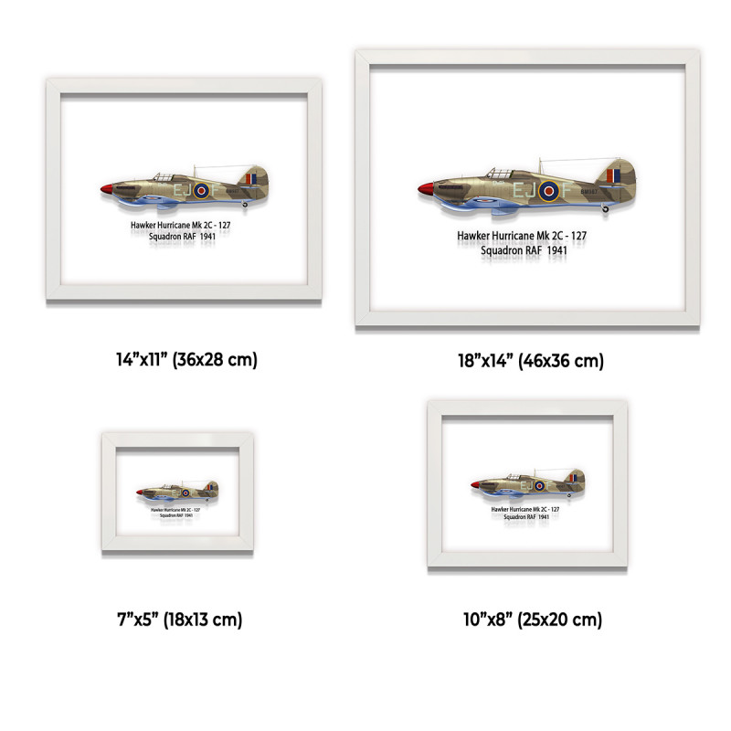 Принт на склі «Винищувач Hawker Hurricane Mk 2C 127 Ескадрилья 1941 рік»