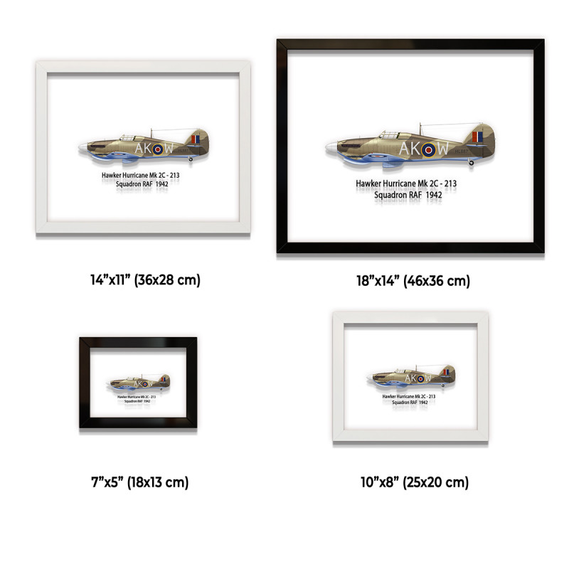 Принт на склі «Винищувач Hawker Hurricane Mk 2C 213 Ескадрилья 1942 рік»