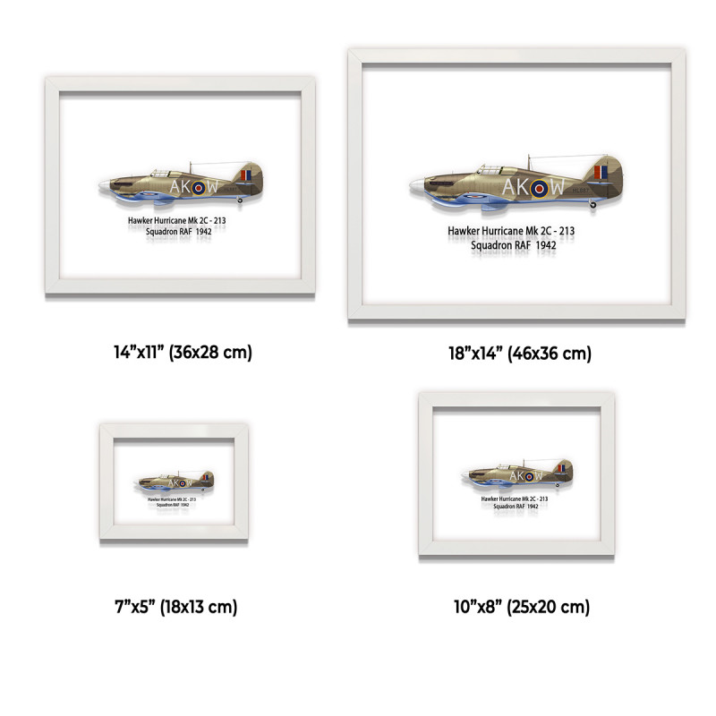 Принт на склі «Винищувач Hawker Hurricane Mk 2C 213 Ескадрилья 1942 рік»