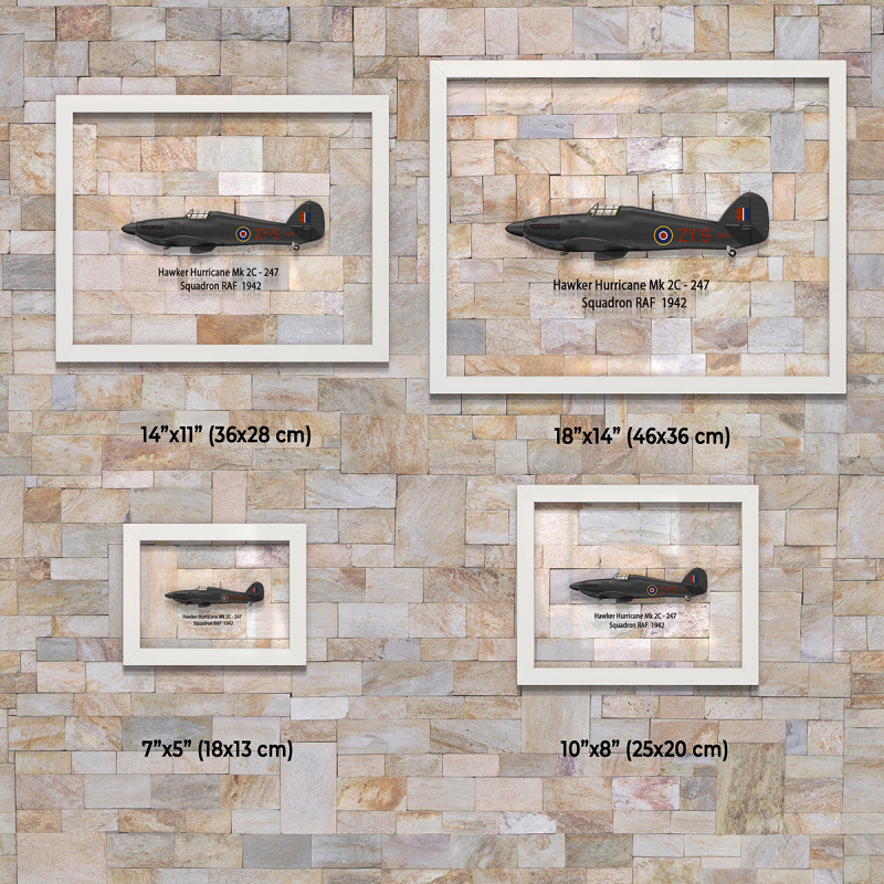 Принт на склі «Винищувач Hawker Hurricane Mk 2C 247 Ескадрилья 1942 рік»