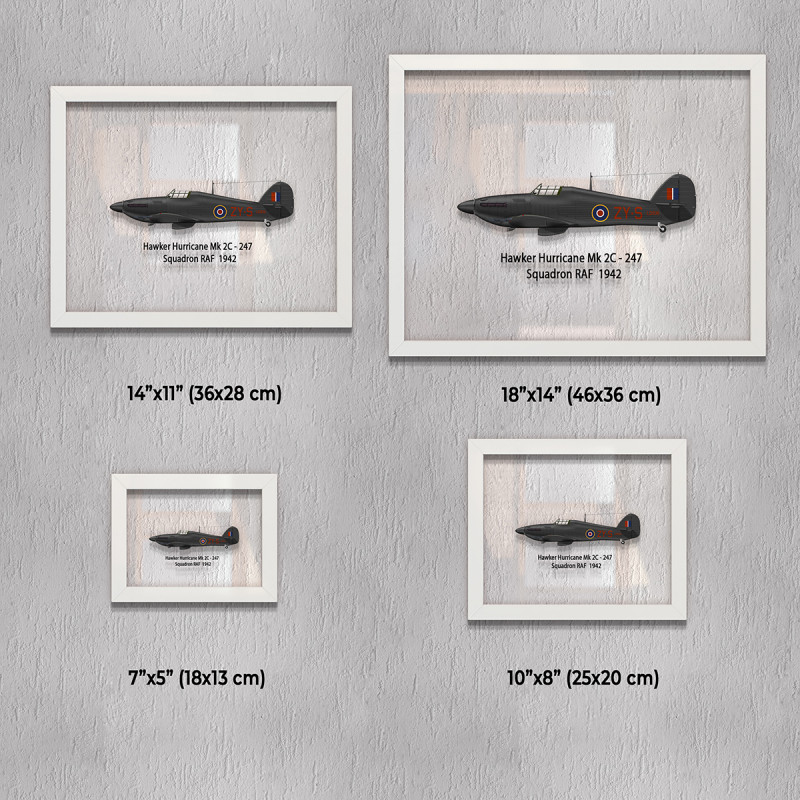 Принт на склі «Винищувач Hawker Hurricane Mk 2C 247 Ескадрилья 1942 рік»