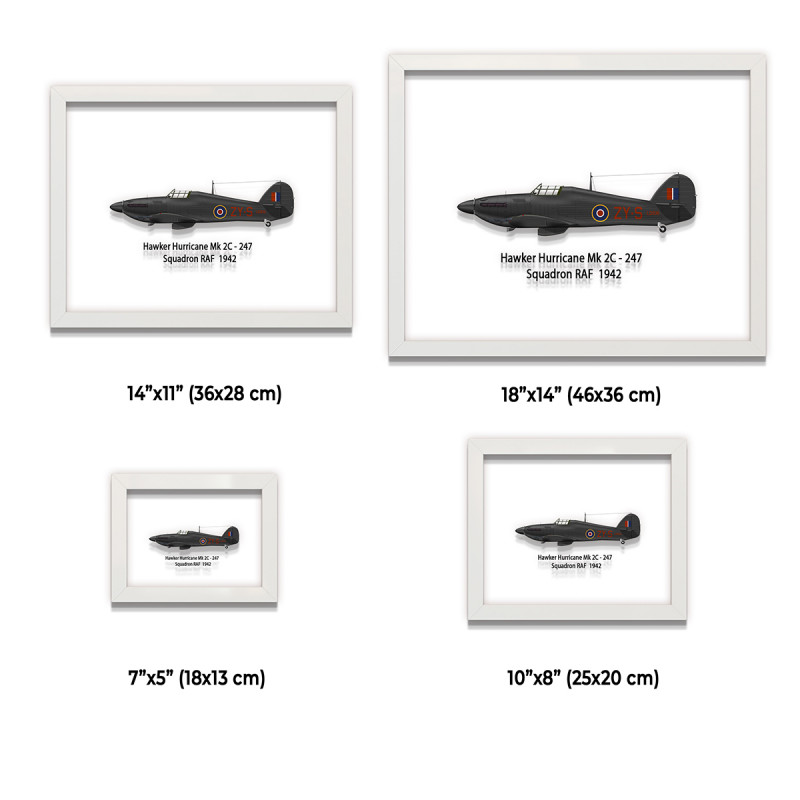 Принт на склі «Винищувач Hawker Hurricane Mk 2C 247 Ескадрилья 1942 рік»