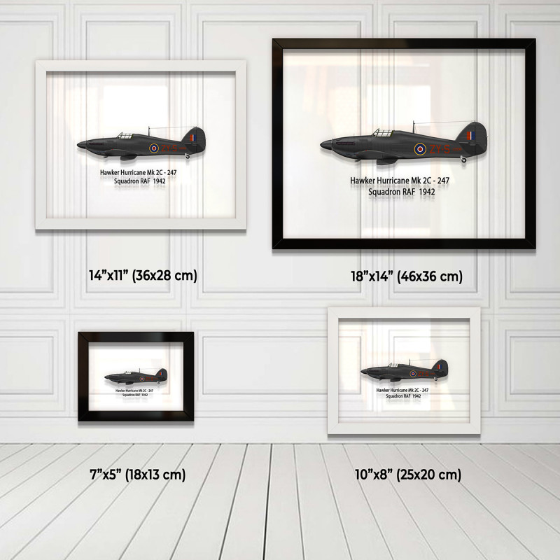 Принт на склі «Винищувач Hawker Hurricane Mk 2C 247 Ескадрилья 1942 рік»