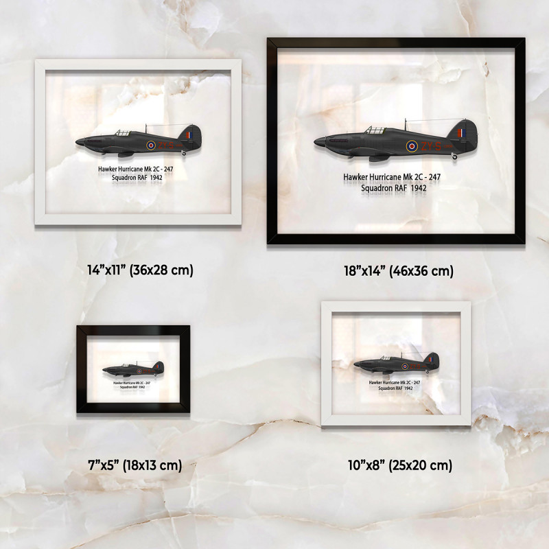 Принт на склі «Винищувач Hawker Hurricane Mk 2C 247 Ескадрилья 1942 рік»