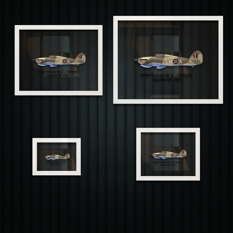 Принт на склі «Літак Hawker Hurricane Mk 2C 318 Польська Ескадрилья 1944 рік»