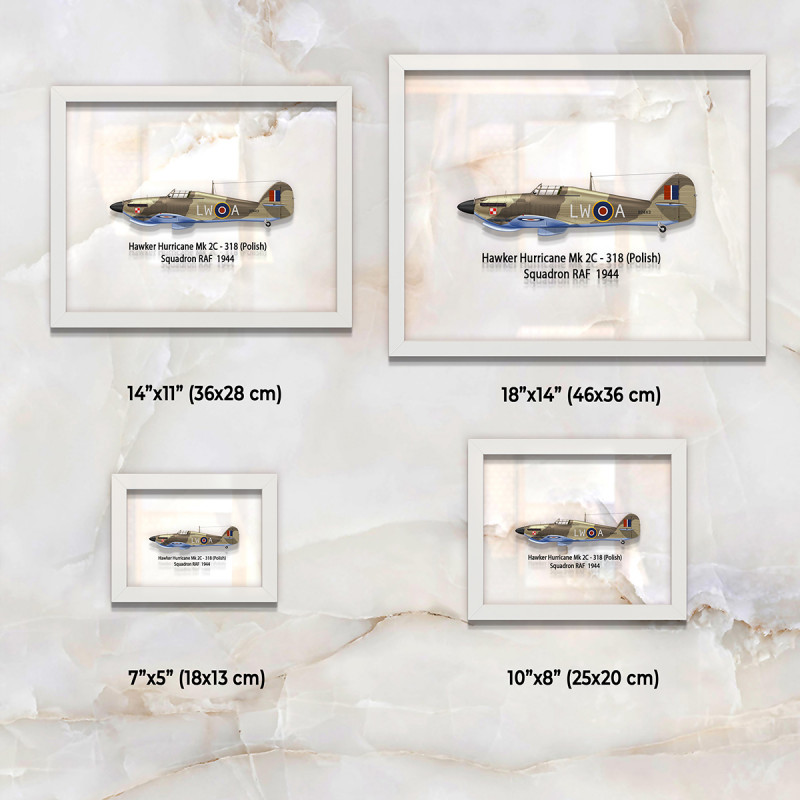 Принт на склі «Літак Hawker Hurricane Mk 2C 318 Польська Ескадрилья 1944 рік»