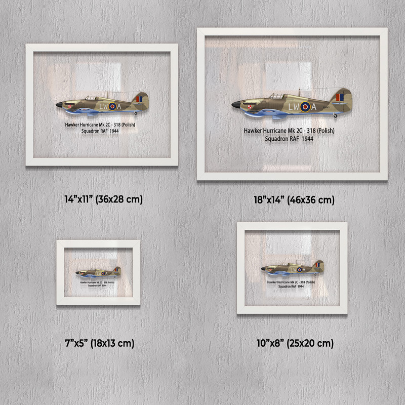 Принт на склі «Літак Hawker Hurricane Mk 2C 318 Польська Ескадрилья 1944 рік»