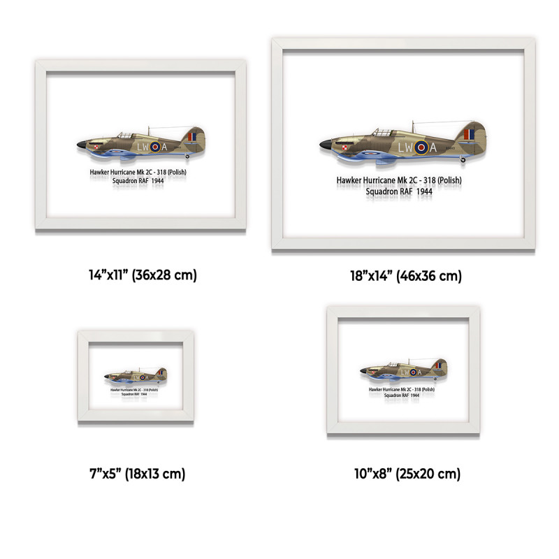 Принт на склі «Літак Hawker Hurricane Mk 2C 318 Польська Ескадрилья 1944 рік»
