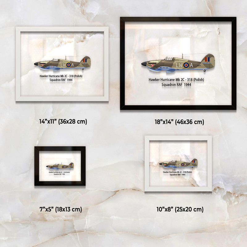 Принт на склі «Літак Hawker Hurricane Mk 2C 318 Польська Ескадрилья 1944 рік»
