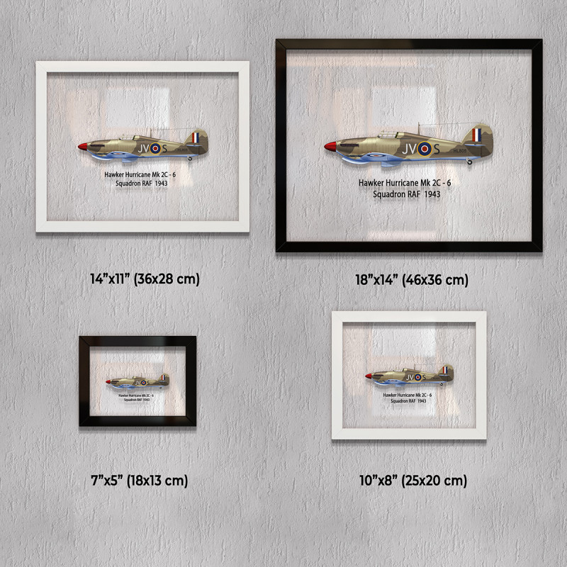 Принт на склі «Винищувач Hawker Hurricane Mk 2C 6 Ескадрилья 1943 рік»