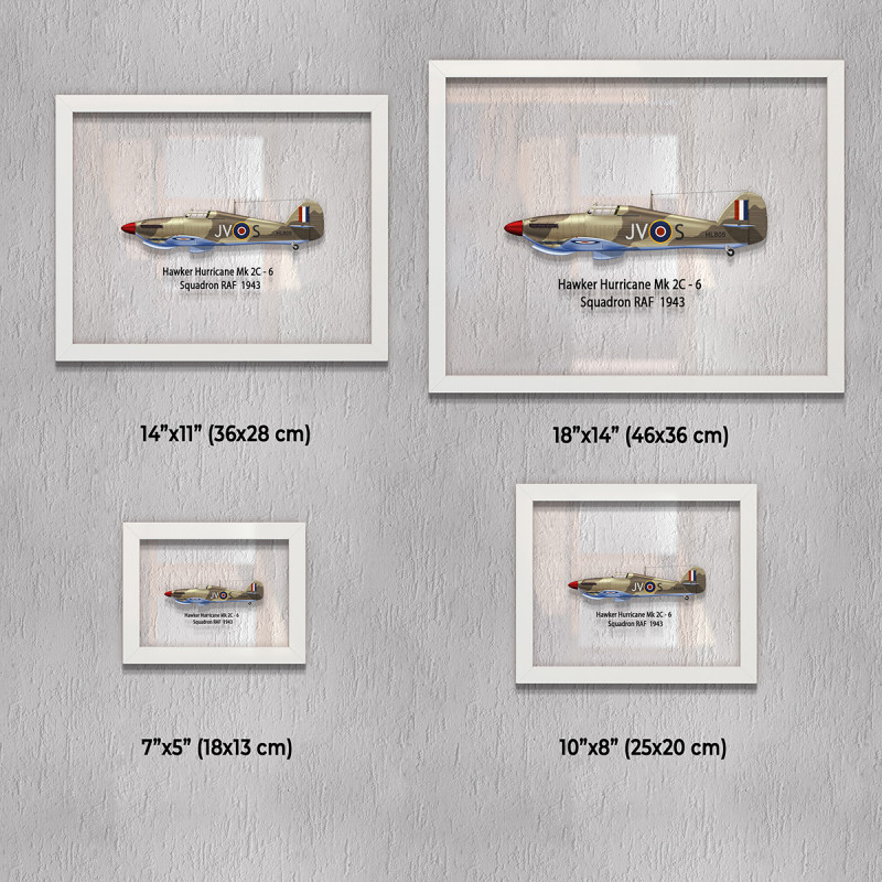 Принт на склі «Винищувач Hawker Hurricane Mk 2C 6 Ескадрилья 1943 рік»