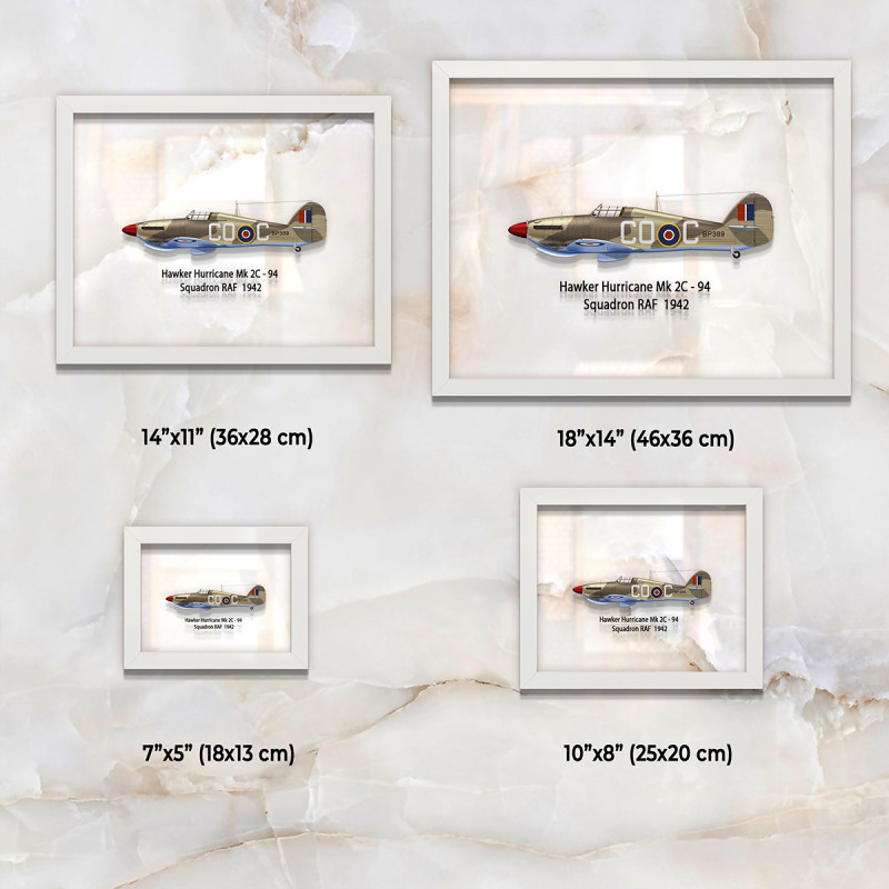 Принт на склі «Винищувач Hawker Hurricane Mk 2C 94 Ескадрилья 1942 рік»