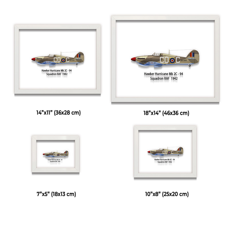 Принт на склі «Винищувач Hawker Hurricane Mk 2C 94 Ескадрилья 1942 рік»