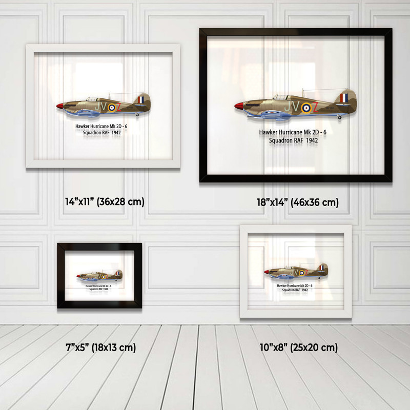 Принт на склі «Винищувач Hawker Hurricane Mk 2D 6 Ескадрилья 1942 рік»