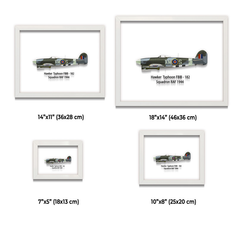 Принт на склі «Літак Hawker Typhoon 182 Ескадрилья 1944 рік»