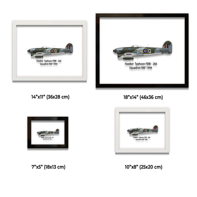 Принт на склі «Винищувач Hawker Typhoon 266 Ескадрилья 1944 рік»
