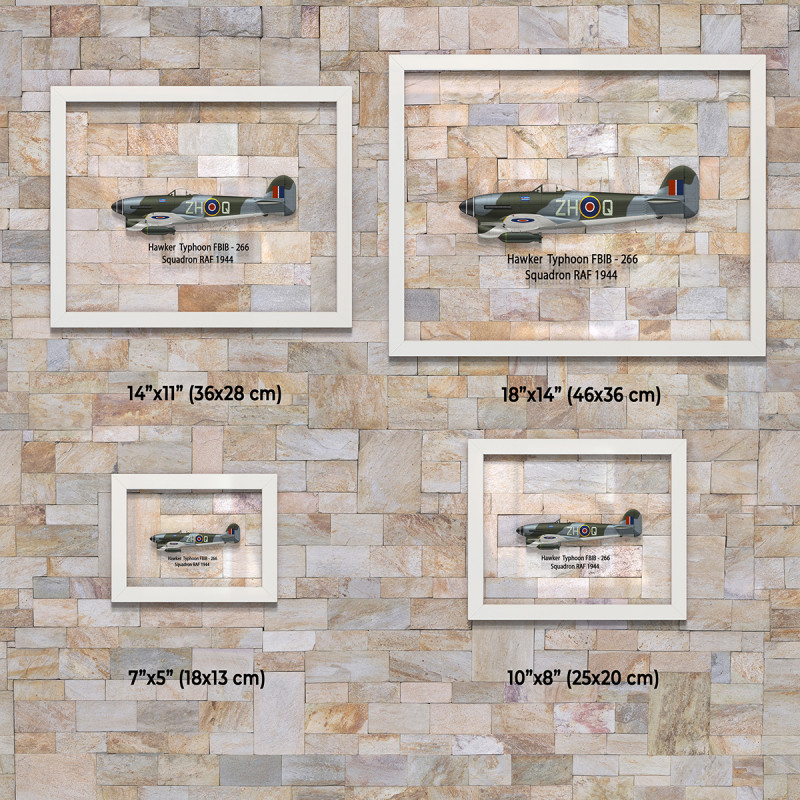 Принт на склі «Винищувач Hawker Typhoon 266 Ескадрилья 1944 рік»