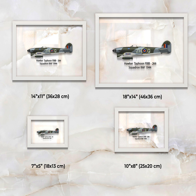 Принт на склі «Винищувач Hawker Typhoon 266 Ескадрилья 1944 рік»