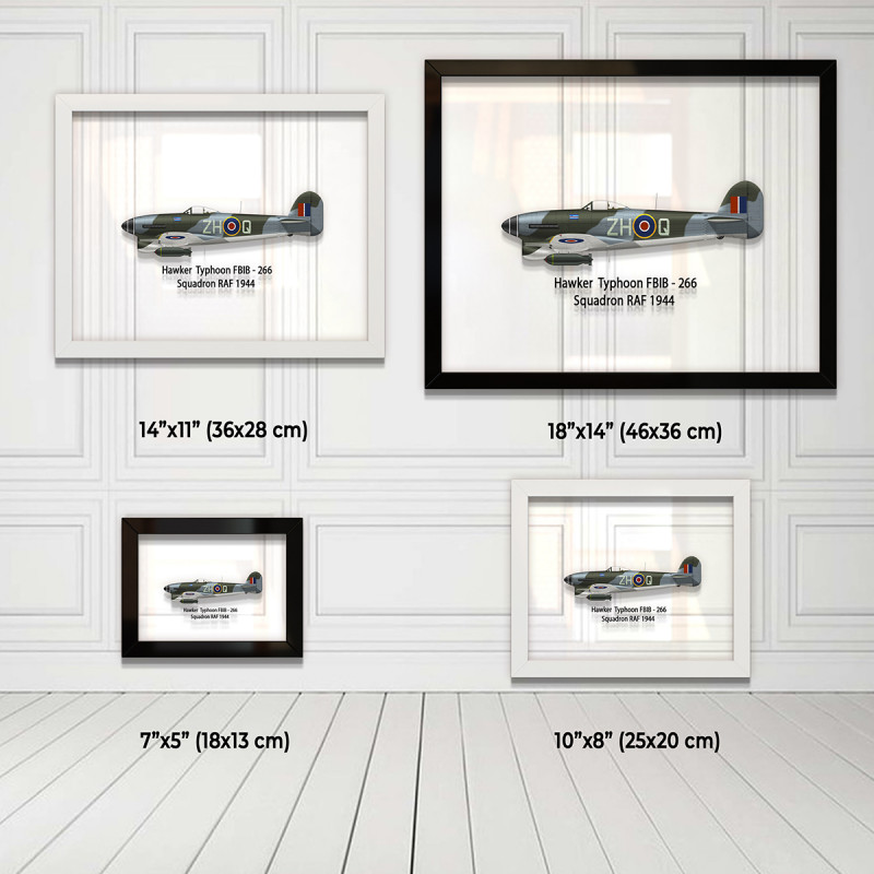 Принт на склі «Винищувач Hawker Typhoon 266 Ескадрилья 1944 рік»