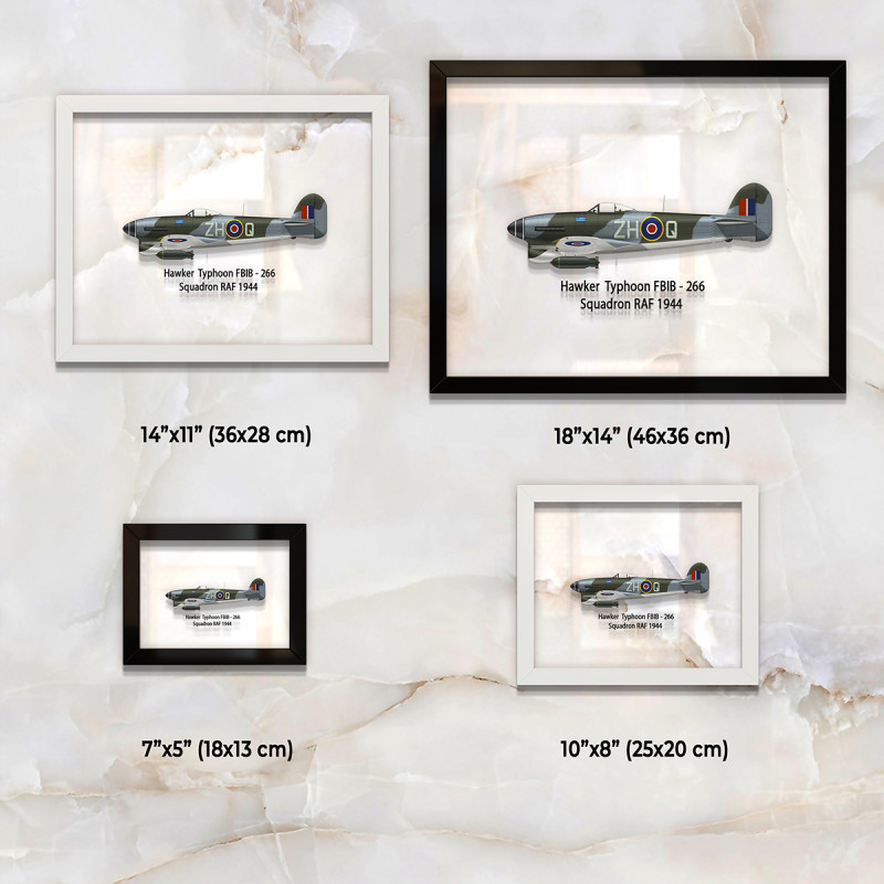 Принт на склі «Винищувач Hawker Typhoon 266 Ескадрилья 1944 рік»