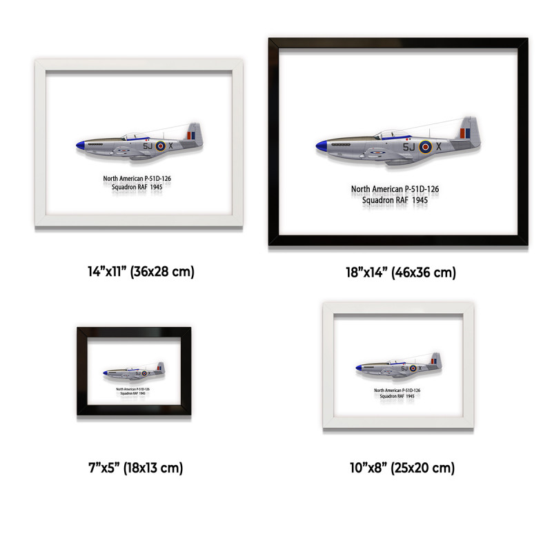 Принт на склі «Винищувач North American P-51D Mustang 126 Ескадрилья 1945 рік»