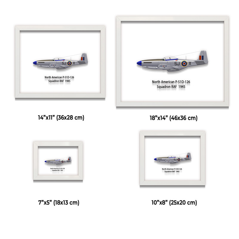 Принт на склі «Винищувач North American P-51D Mustang 126 Ескадрилья 1945 рік»