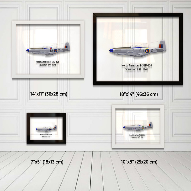 Принт на склі «Винищувач North American P-51D Mustang 126 Ескадрилья 1945 рік»