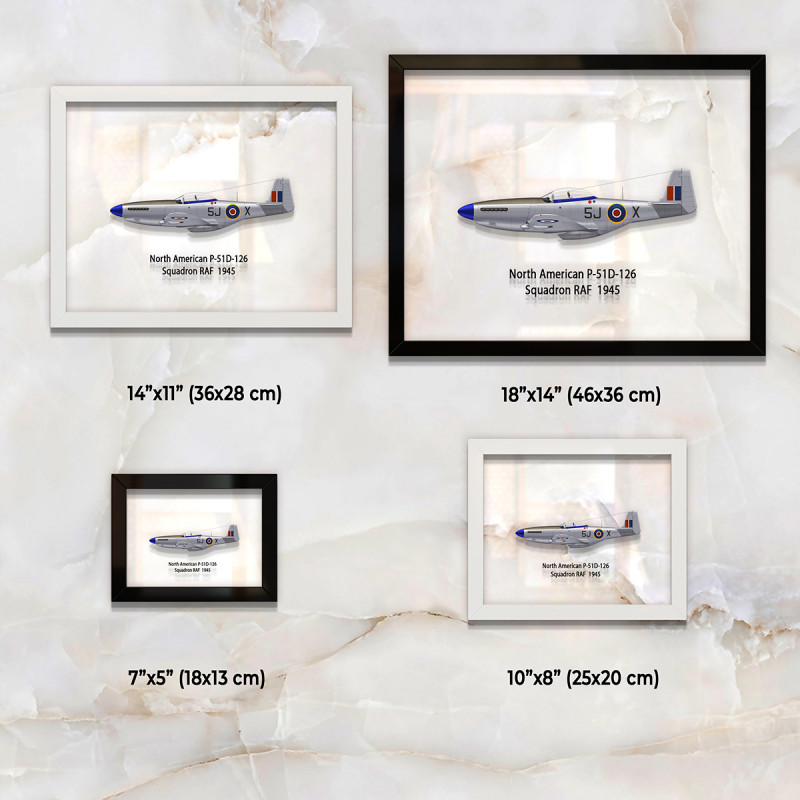 Принт на склі «Винищувач North American P-51D Mustang 126 Ескадрилья 1945 рік»