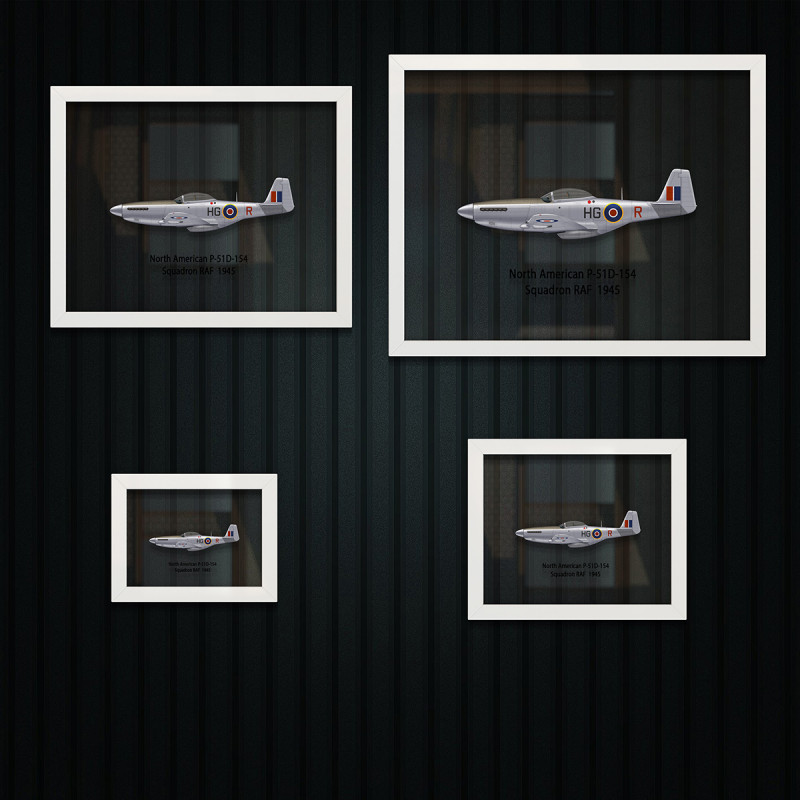 Принт на склі «Винищувач North American P-51D Mustang 154 Ескадрилья 1945 рік»