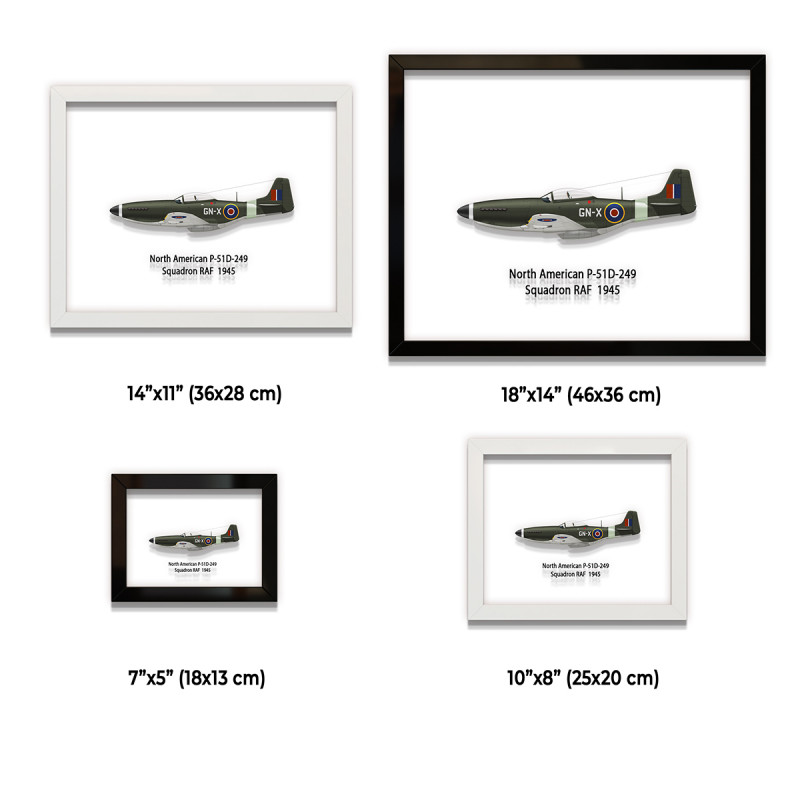 Принт на склі «Винищувач North American P-51D Mustang 249 Ескадрилья 1945 рік»